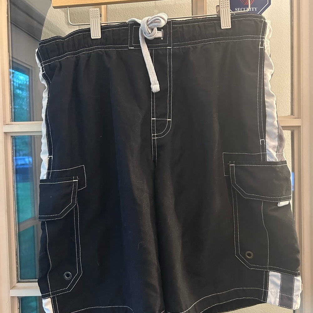 Sonoma Gray and Black swim trunks
